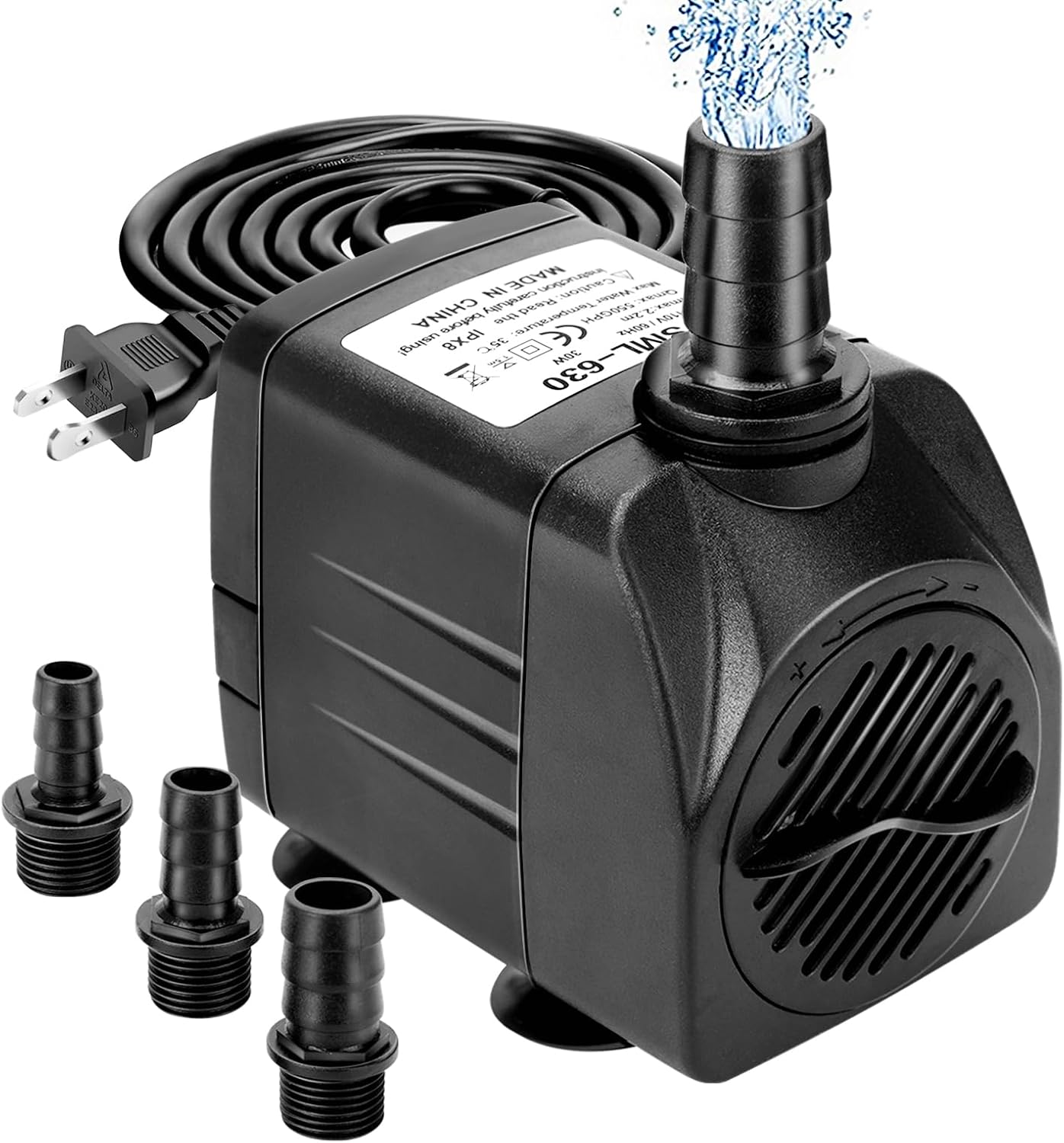 550GPH Submersible Pump with 3 Nozzles Black Q1782