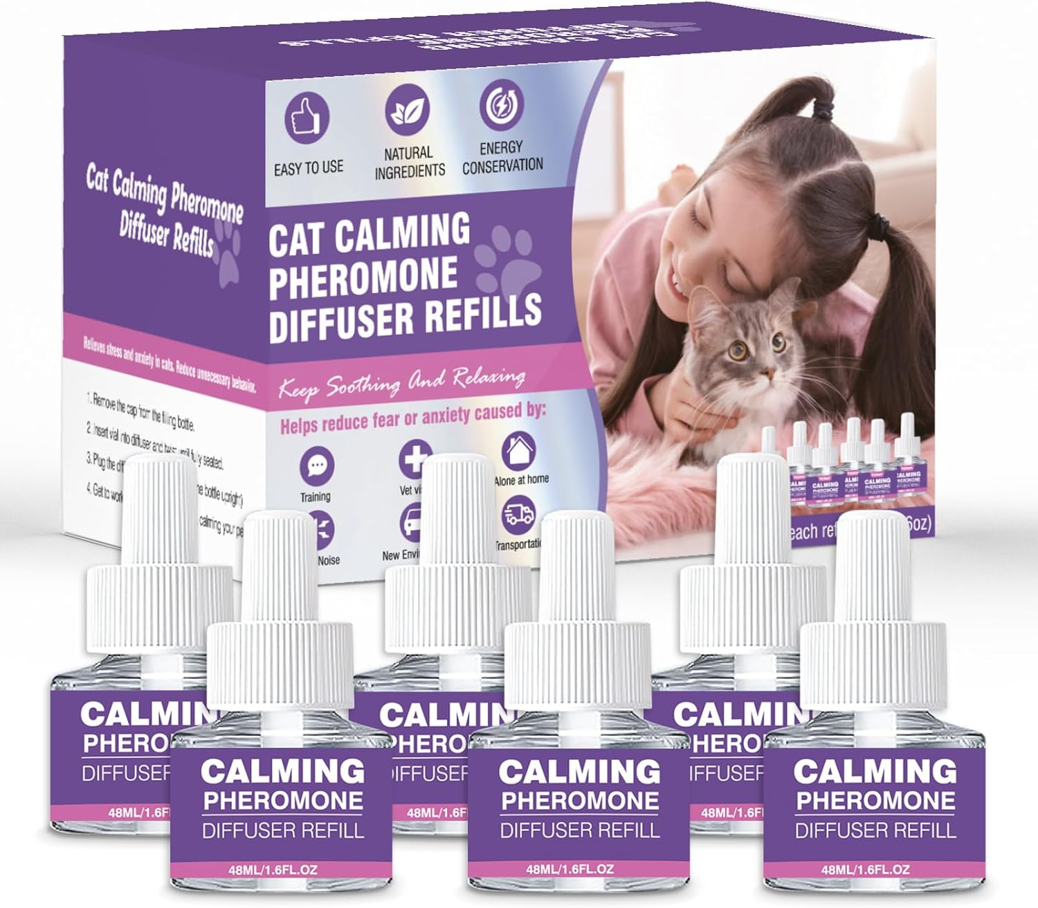 6 Pack Cat Pheromone Diffuser Refills 48ml D577341