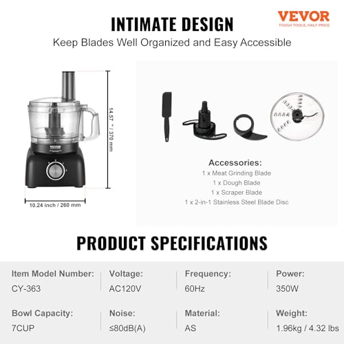 7 Cup Electric Food Processor with Reversible SUS Disc P97269