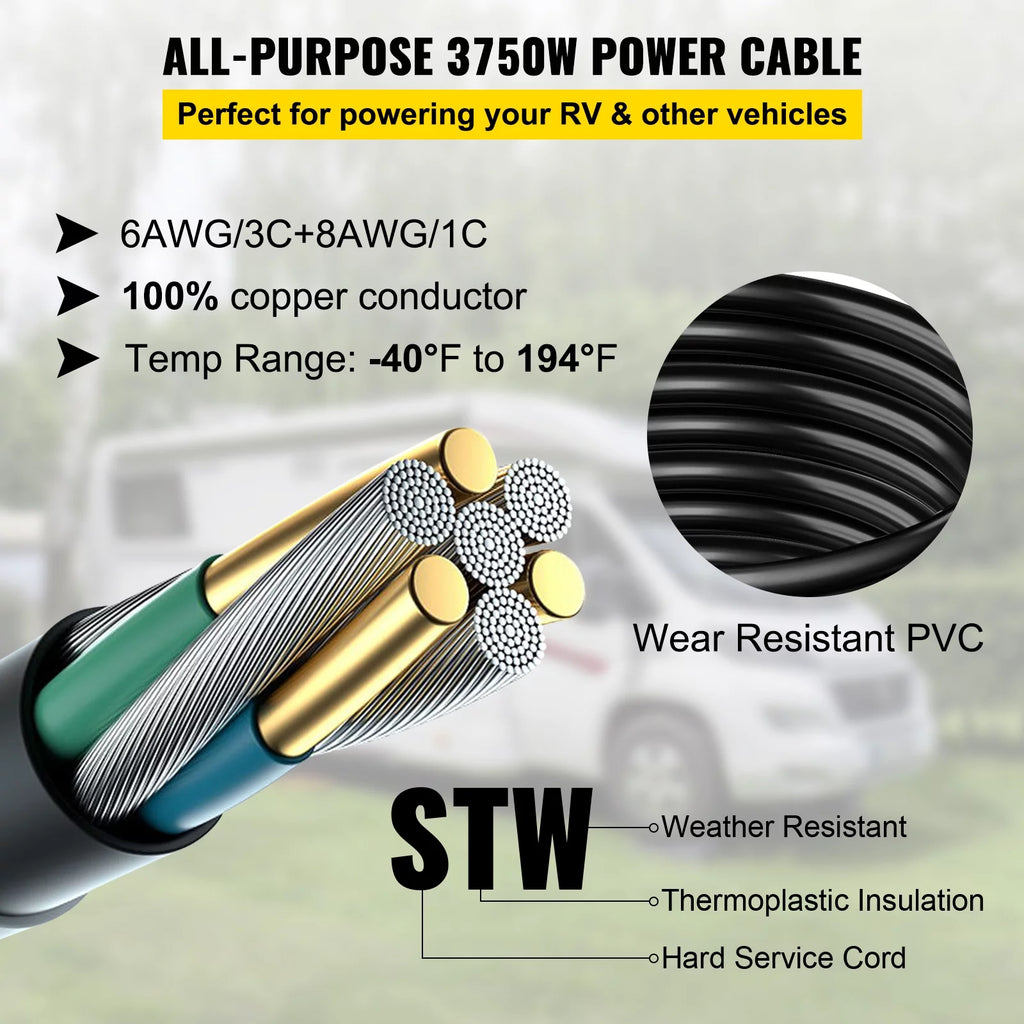 50 Ft 50 AMP 6AWG/3C+8AWG/1C Twist Lock Cord U27851
