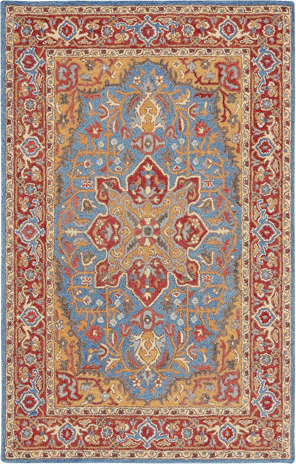 8' x 10' Red Blue Handmade Traditional Oriental Wool Area Rug G28158