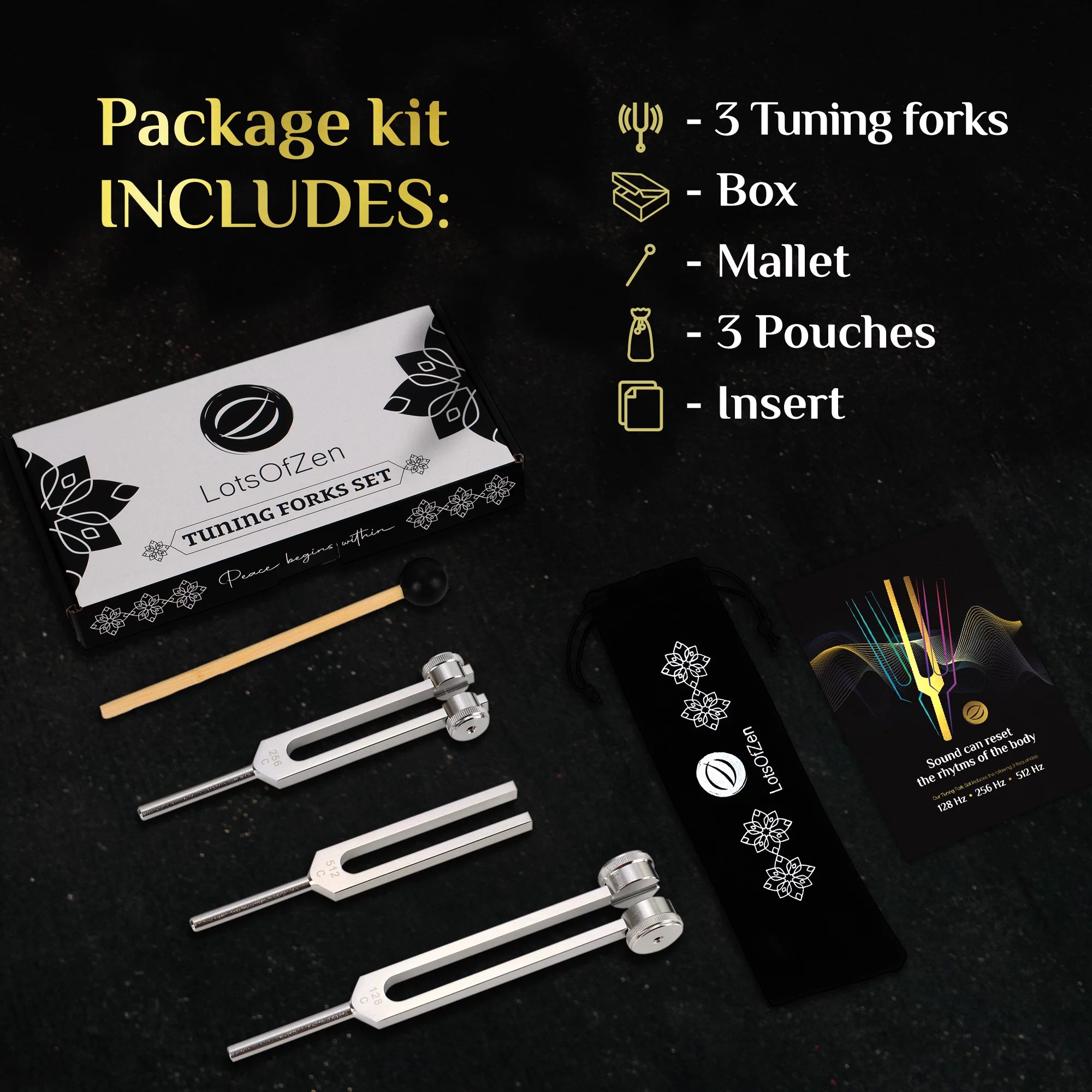 Tuning Forks (128Hz, 256Hz, 512Hz) Body Weighted Tuning Forks Z775