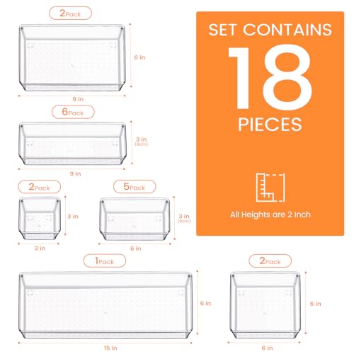 10 Pack Clear Plastic Drawer Organizer Set K8468