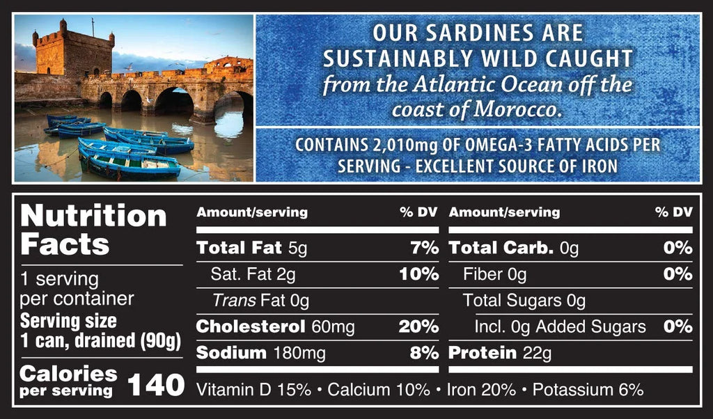 Natural Skinless Boneless Sardines in Water, 4.37 oz Cans (Pack of 12) A9038