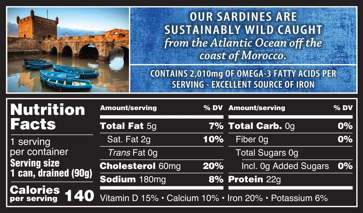 Natural Skinless Boneless Sardines in Water, 4.37 oz Cans (Pack of 12) A9038