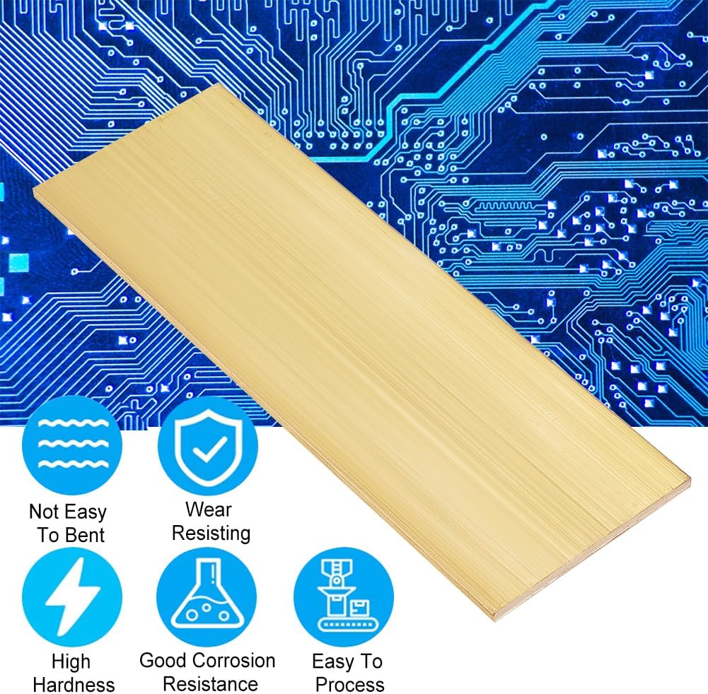 Rectangle Brass Sheet 6 Inch Length x 2 Inch Width x 1/8 Inch Thick Gold D996895