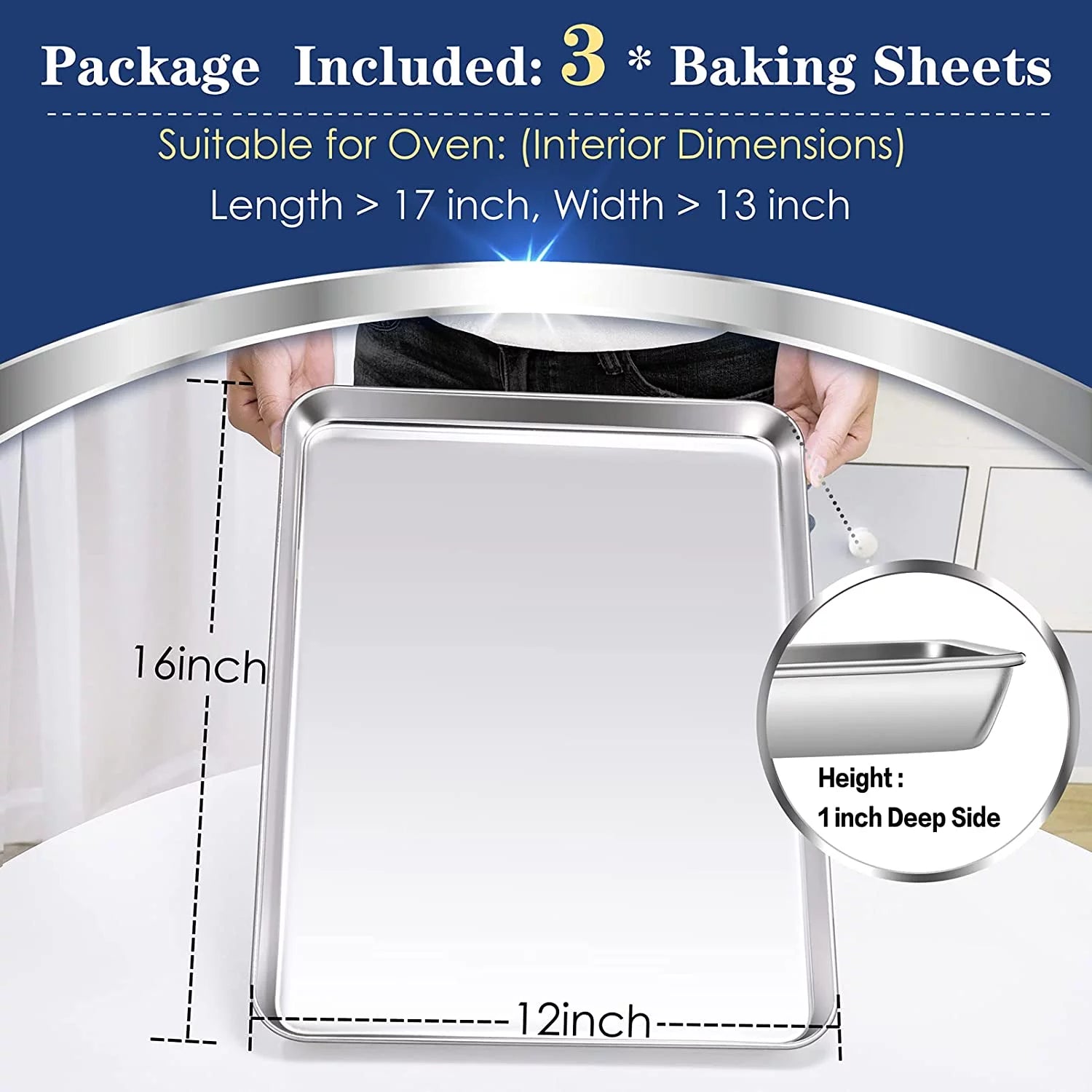 Set of 3 Stainless Steel Baking Pans C3380