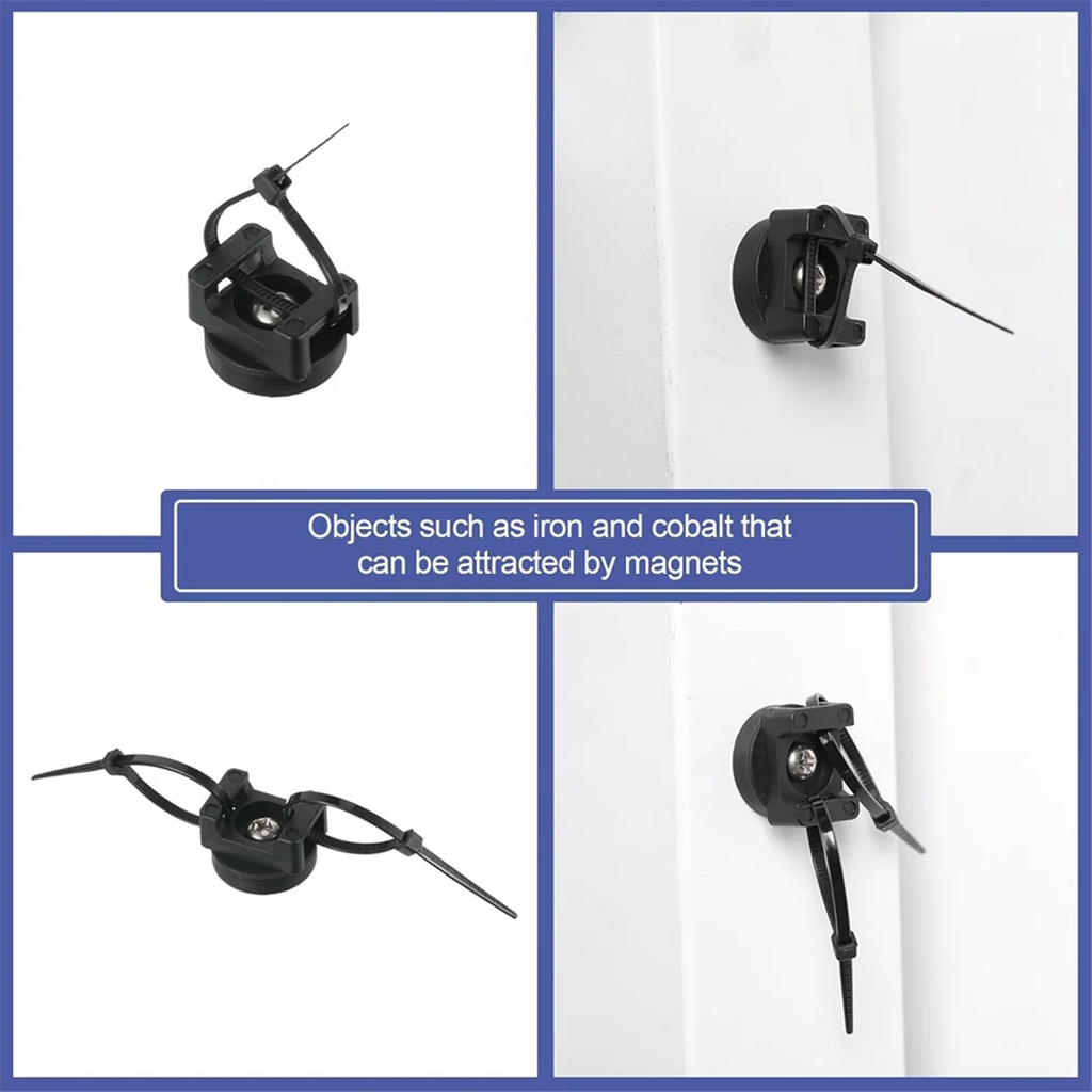 Black Magnetic Cable Holder with 10 Magnetic Bases and 50 Nylon Zip Ties Z269