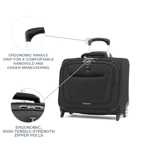 Black 16-Inch Softside Lightweight Rolling Underseat Tote Upright 2 Wheel Bag X8186