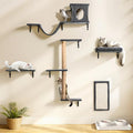 5-in-1 Wooden Cat Wall Shelves Set with Scratching Post C8174