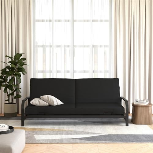 Black Metal Frame Futon Sofa with Coil Mattress L6351