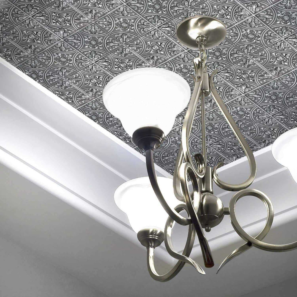 Silver Tin Peel and Stick Tile Backsplash H51181
