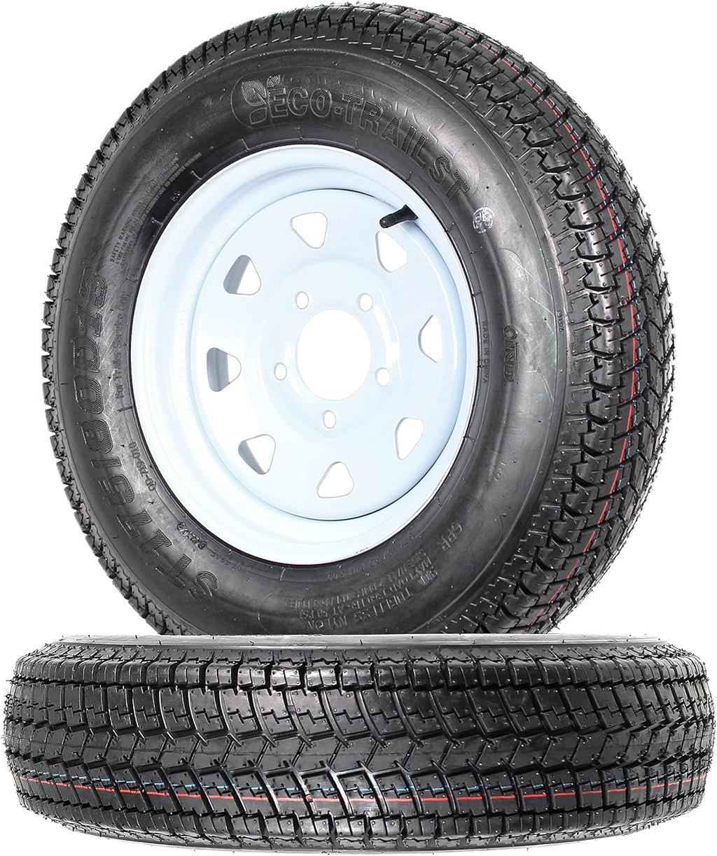 2-Pk Trailer Tire On Rim ST175/80D13 175/80 13 in. LRC 5 Hole White Spoke Wheel R985