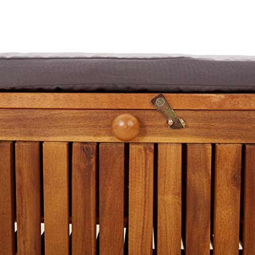 35.8" Solid Wood Acacia Outdoor Storage Bench with Seat Cushion J850