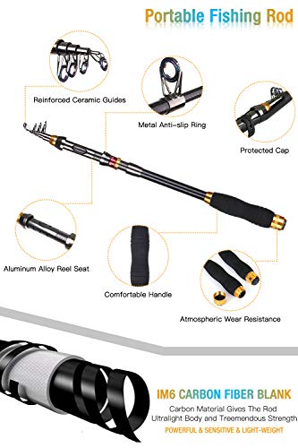 Carbon Fiber Telescopic Fishing Rod and Reel Combo with Carrier Bag L93081