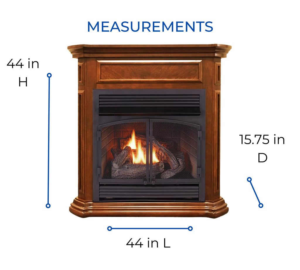 Dual Fuel Ventless Gas Fireplace, 32,000 BTU, Remote Control W343