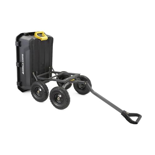 Heavy-Duty Steel Frame Dump Cart with 600 lb Capacity and No-Flat 10-Inch Tires F759