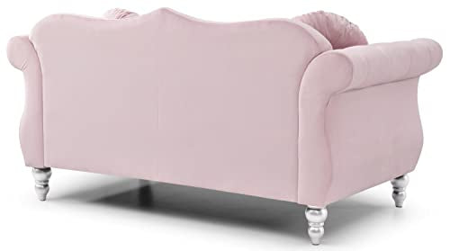 Pink Velvet Loveseat W73244
