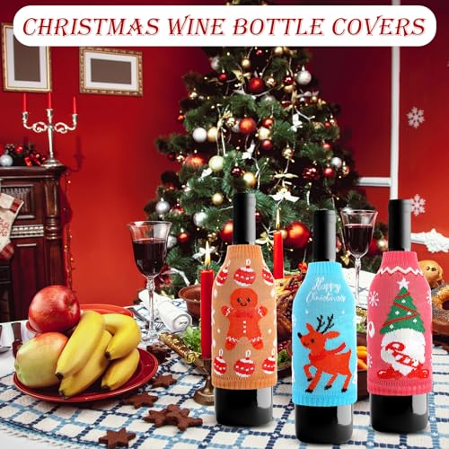 18 Pcs Christmas Knit Bottle Covers Thermocoolers for Cans Soda Beverages O455020