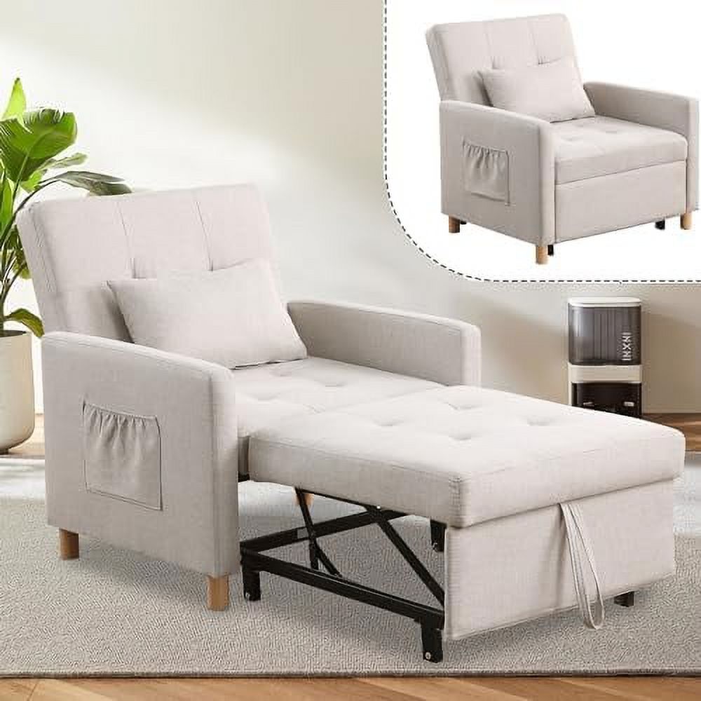 Grey Sleeper Sofa Chair Bed 3-in-1 Convertible Chair Q423994