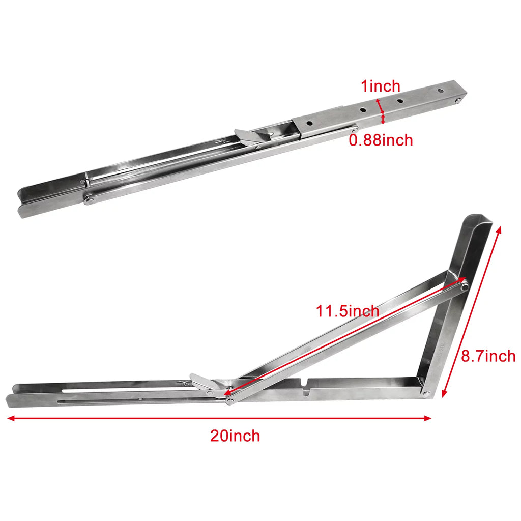 20" Heavy Duty Stainless Steel Folding Shelf Brackets, Pack of 2 R822