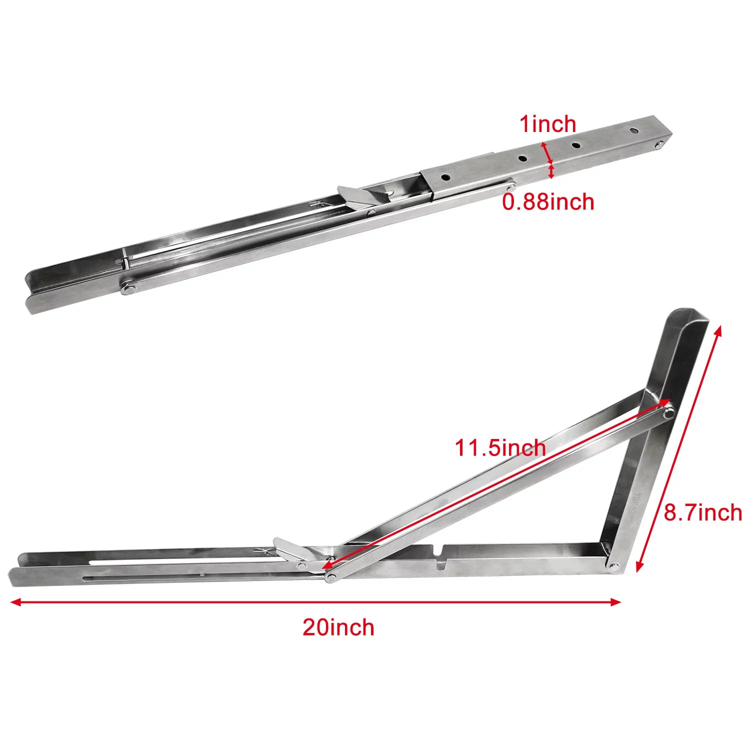 20" Heavy Duty Stainless Steel Folding Shelf Brackets, Pack of 2 R822