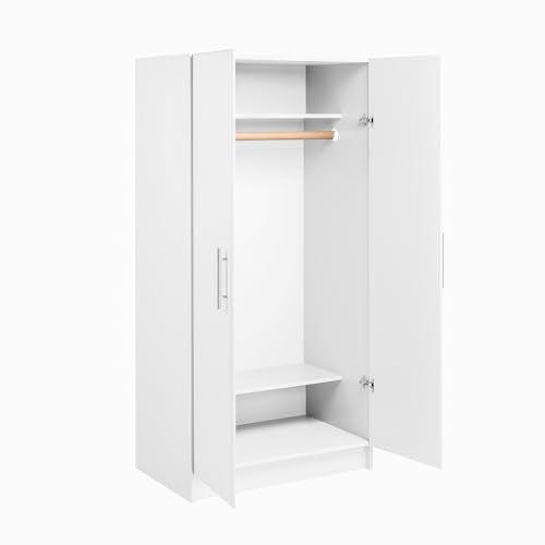 Gray 32" Storage Cabinet with Hanging Rail and Shelves E7002