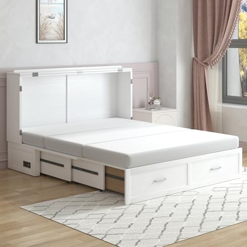 Queen Murphy Bed Cabinet with 2 Storage Drawers Y137