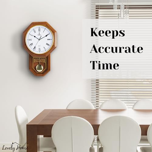 Wooden Pendulum Wall Clock Battery Operated R784