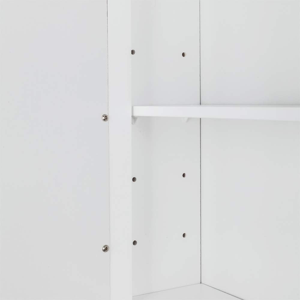 White Wall Mounted Wooden Medicine Cabinet with Single Mirror Door & Adjustable Shelves Y62051