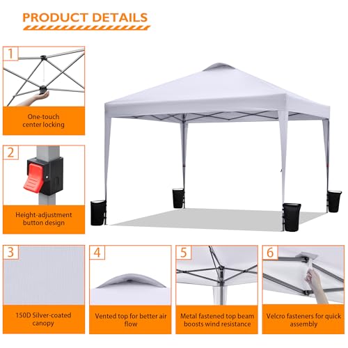 Silver-Coated White Pop Up Canopy Tent O345