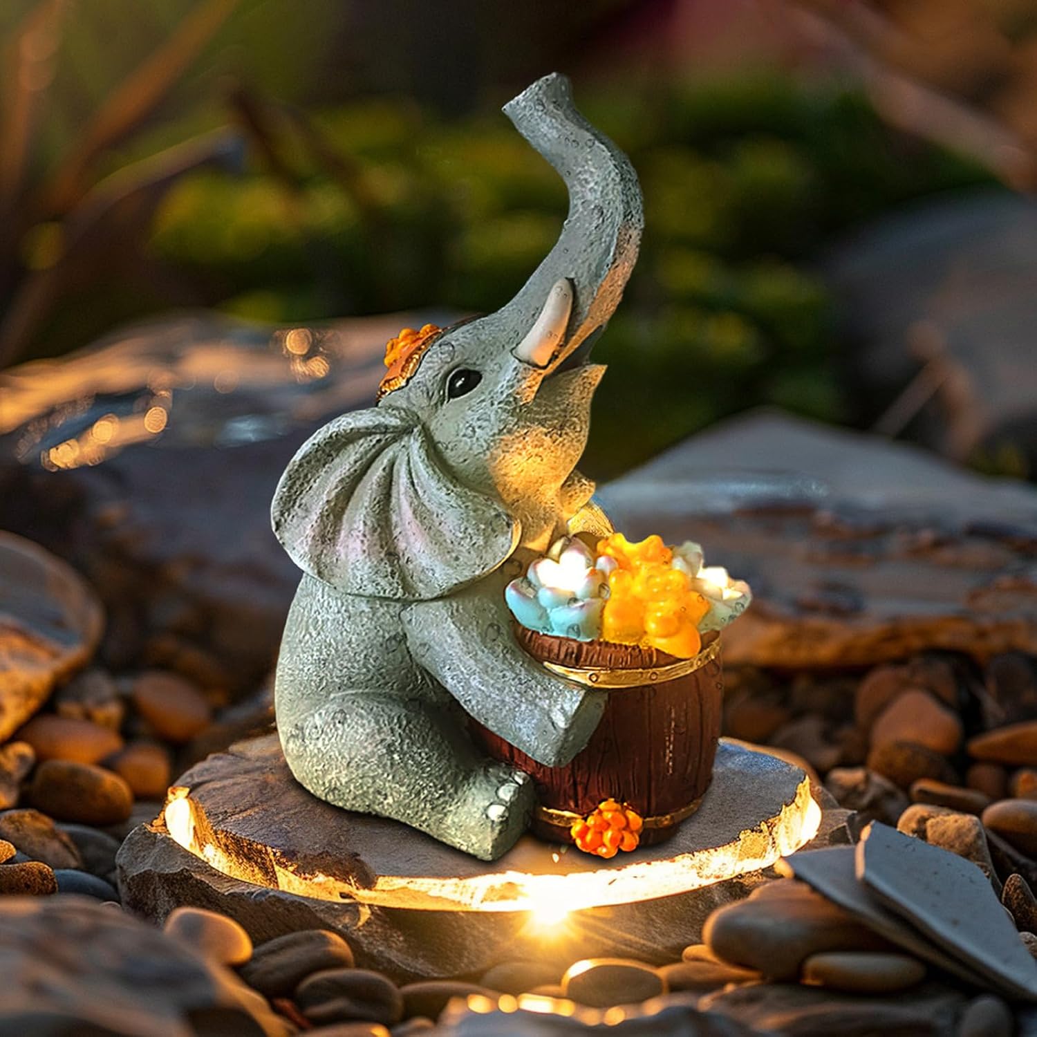 Solar Garden Elephant Statue Lights Z543831