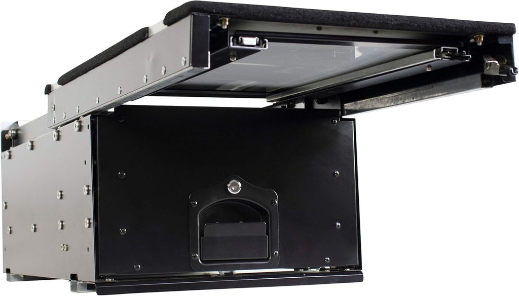 Black Powder Coat Cargo Box With Slide Out Drawer & Working Station S1052