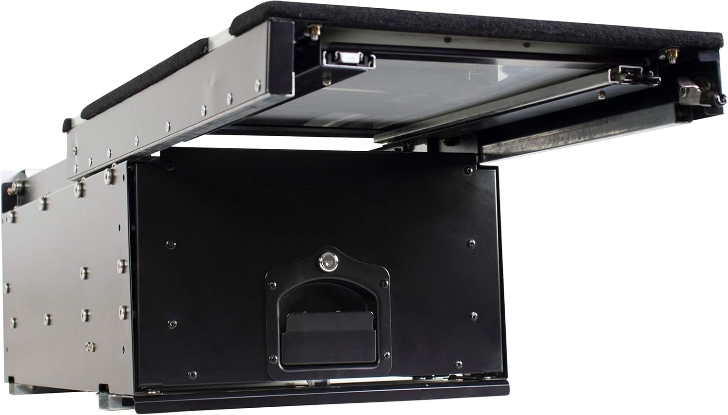 Black Powder Coat Cargo Box With Slide Out Drawer & Working Station S1052
