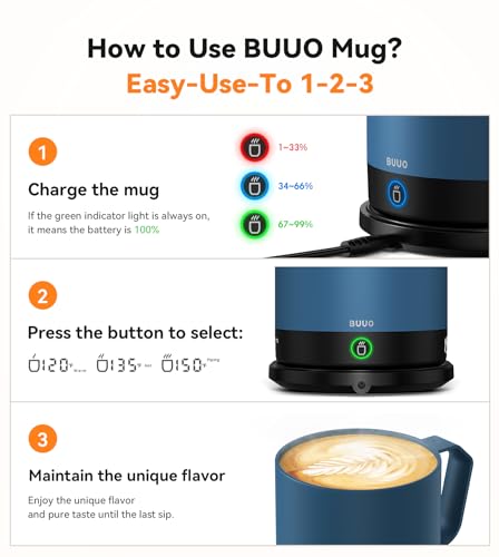 Self-Heating Coffee Mug with LED Display (Black – 14 oz) S58384