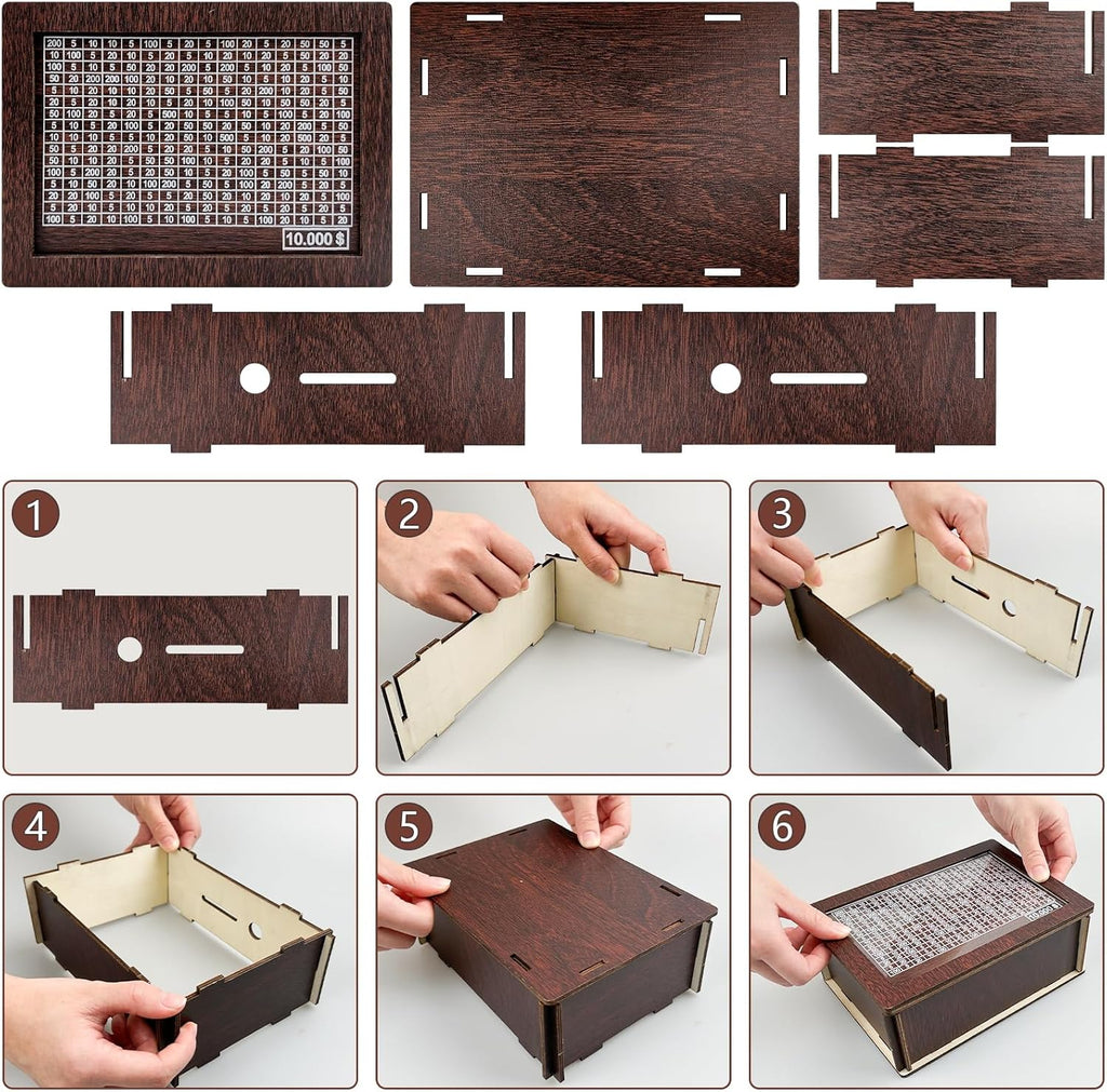 Wooden Cash Vault Savings Box with Counter B751