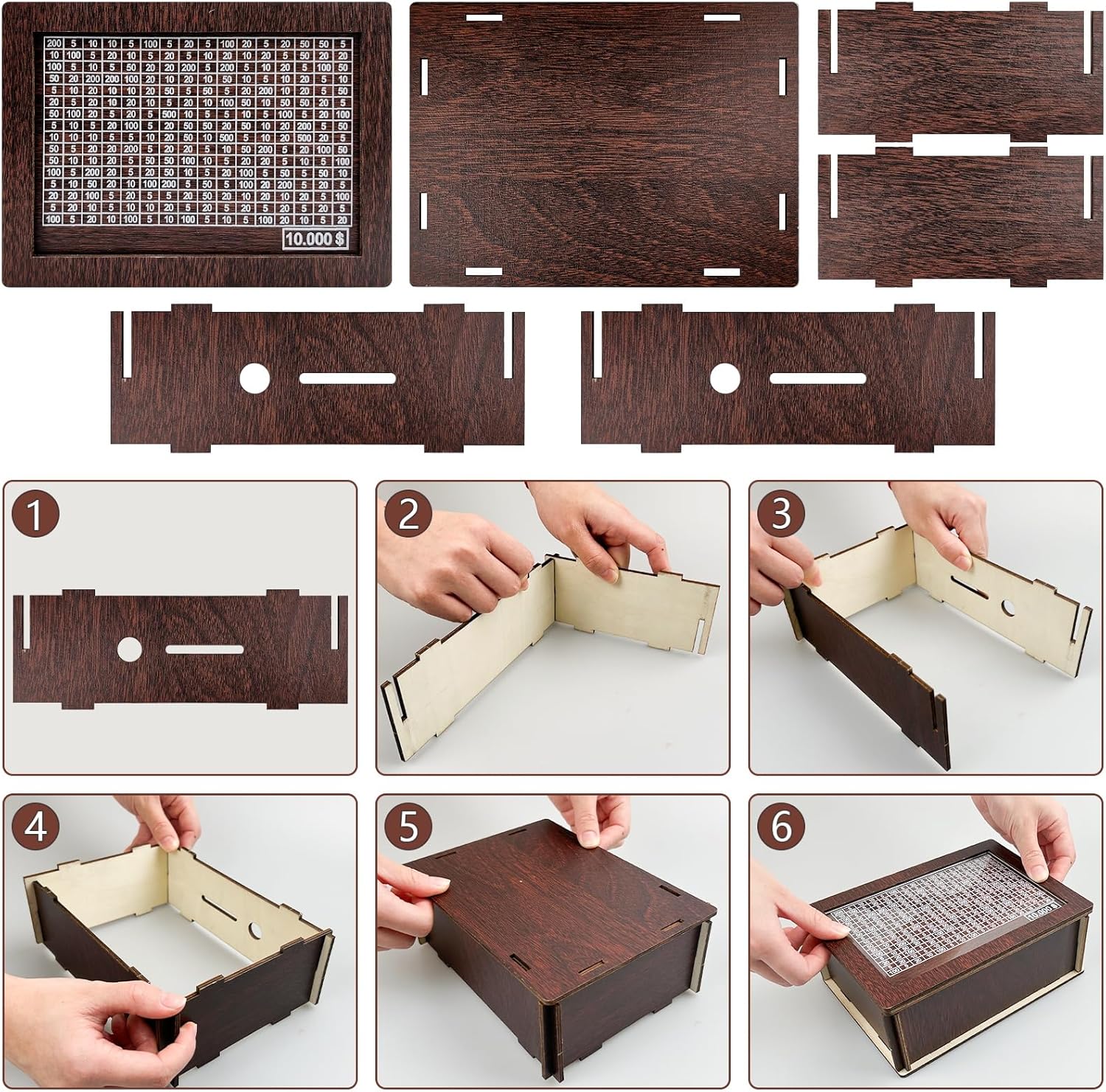 Wooden Cash Vault Savings Box with Counter B751