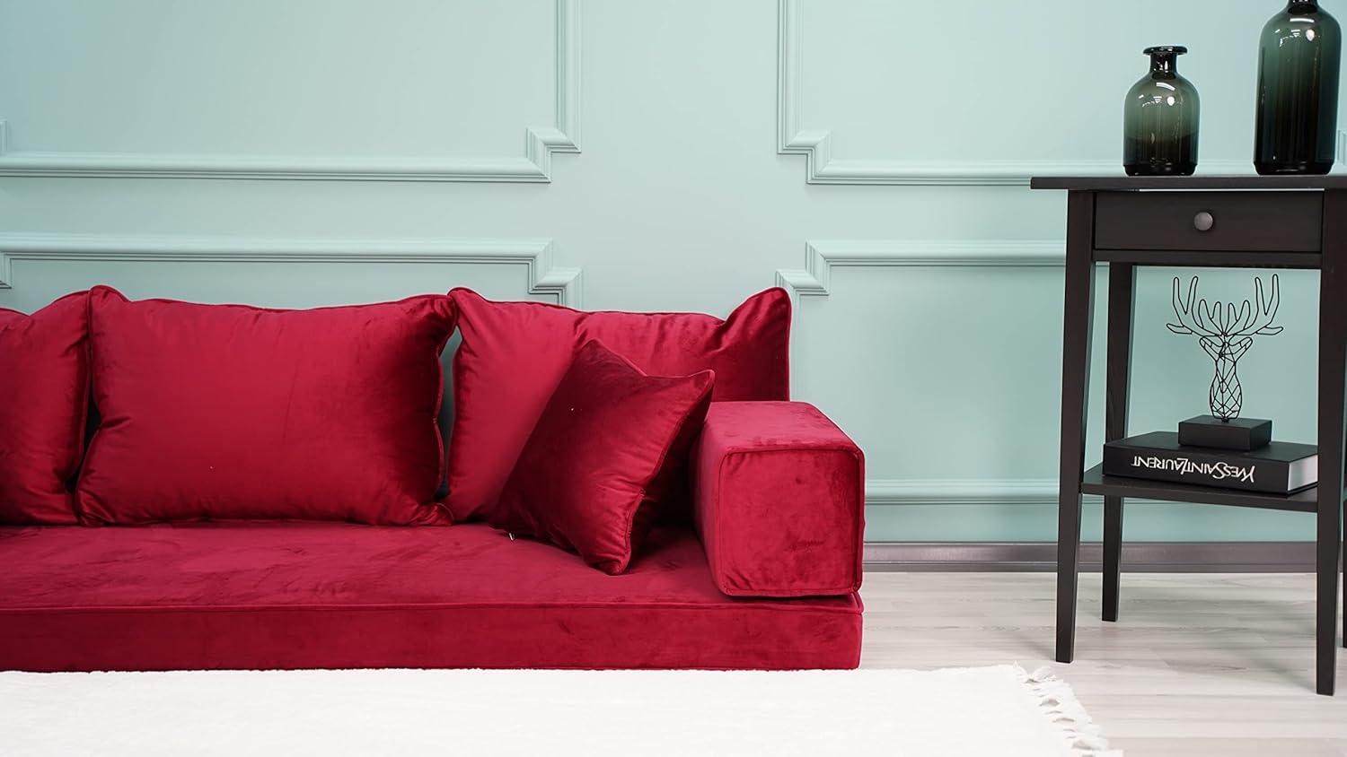 Red Velvet Floor Sofa Q81282