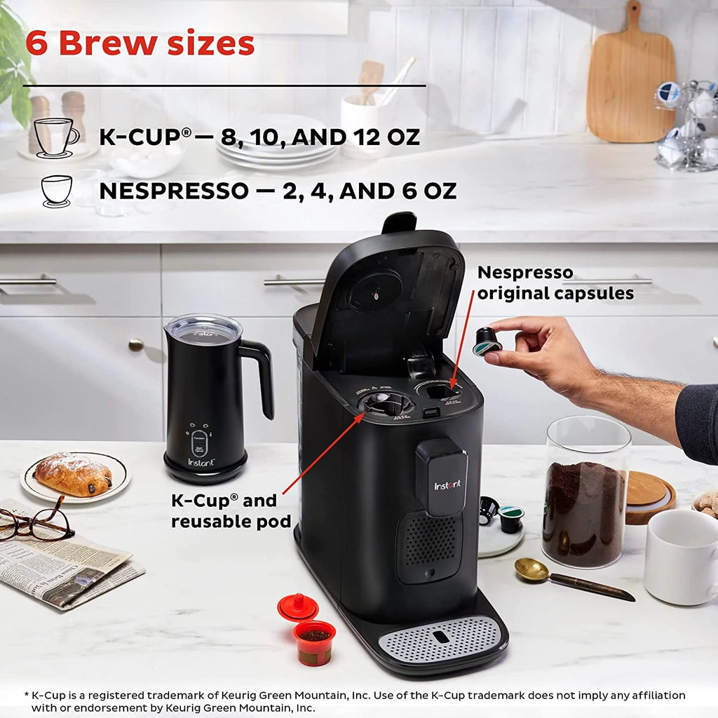 Dual Pod 2-in-1 Coffee Maker and Espresso Maker with Reusable Ground Coffee Pod W8383