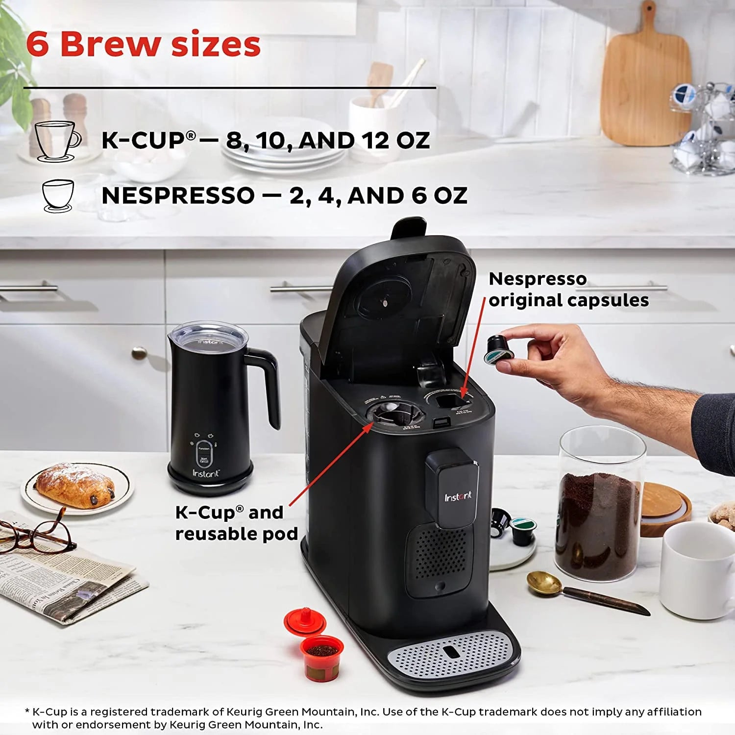 Dual Pod 2-in-1 Coffee Maker and Espresso Maker with Reusable Ground Coffee Pod W8383