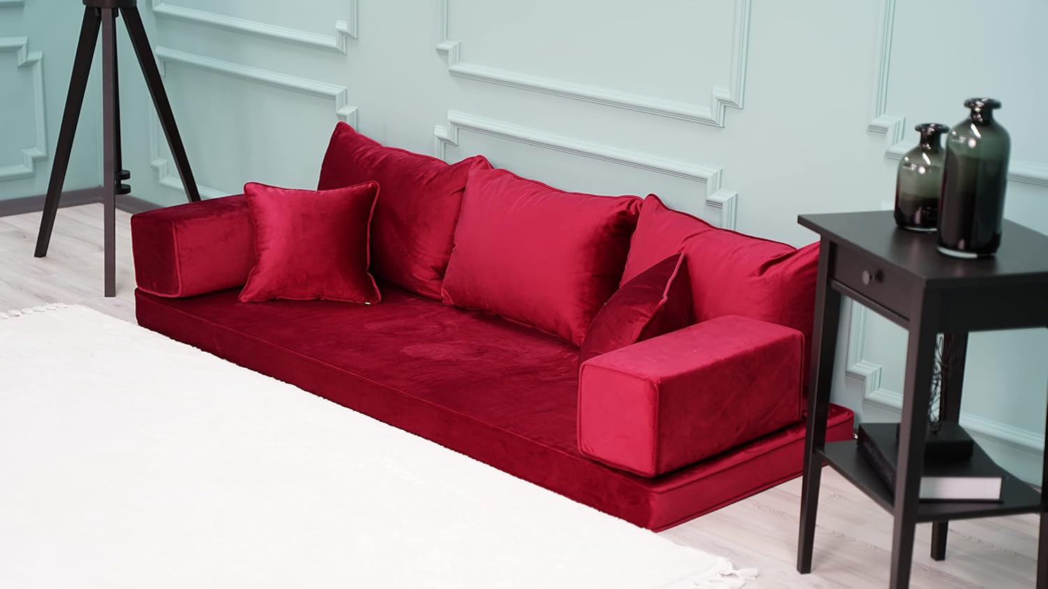Red Velvet Floor Sofa Q81282