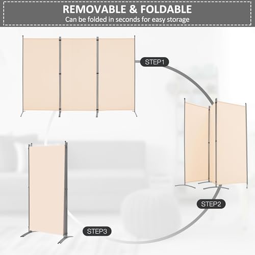 3 Panel Folding Fabric Room Divider, 102" W x 71" H (Black) R846772