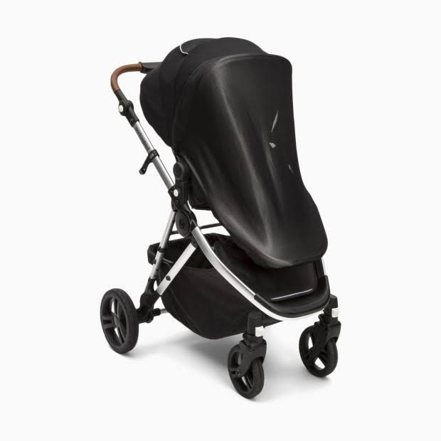 Single Stroller in Sea/Windowpane Canopy/Black Leather P5428