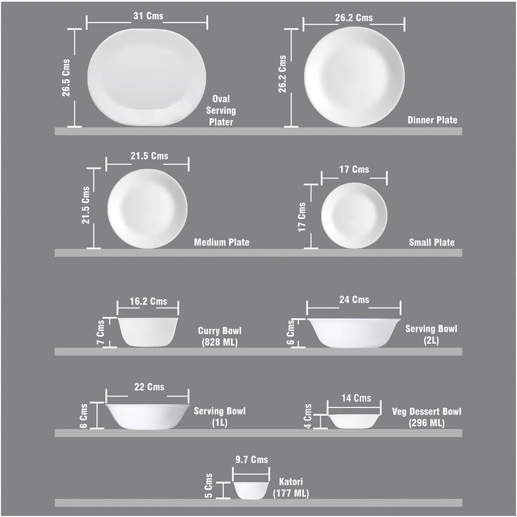 30 Pcs White Glass Dinner Set U490
