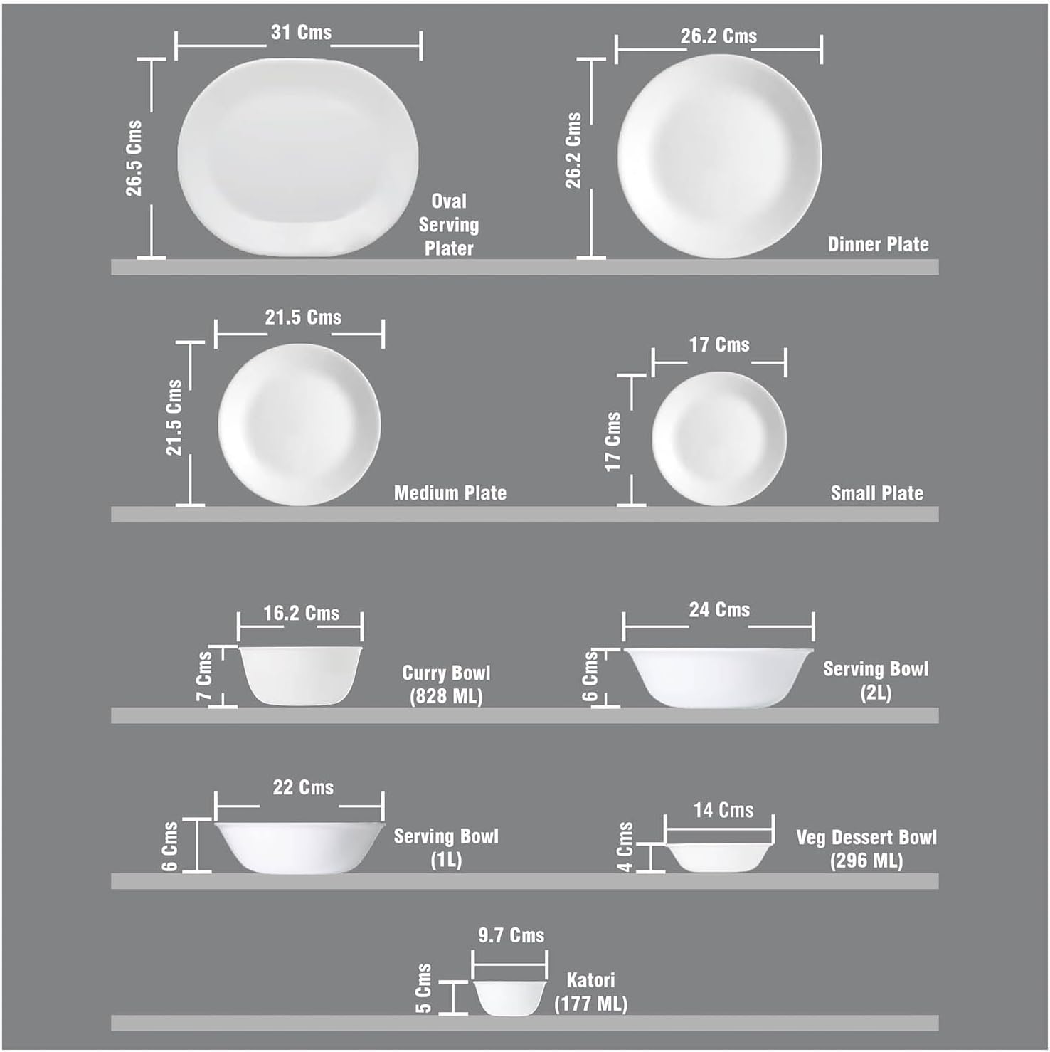 30 Pcs White Glass Dinner Set U490