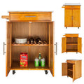 Burlywood Drop Leaf Kitchen Trolley with Stainless Steel Top Three Drawers Three Baskets A33661