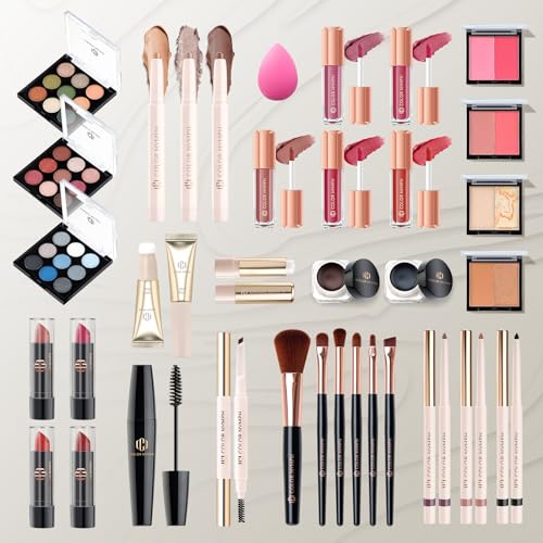Professional Makeup Set with Storage Train Case, Pink K231123