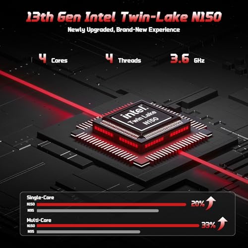 15.6" FHD IPS Laptop Computer - 8GB RAM 128GB SSD, 4 Cores 13th Gen Intel N150, 65W GaN Type-C, Fingerprint, Backlit Keyboard, Wi-Fi 6, BT5.2, Numpad S132921