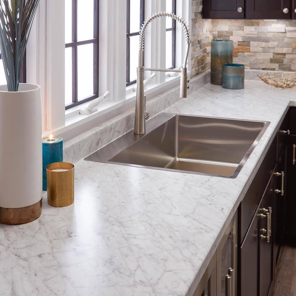 White Straight Laminate Kitchen Countertop L3283
