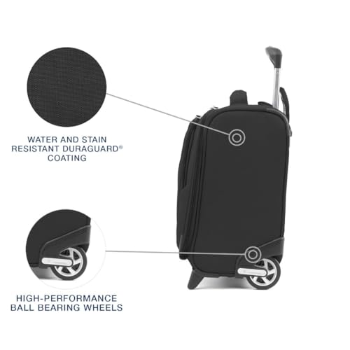 Black 16-Inch Softside Lightweight Rolling Underseat Tote Upright 2 Wheel Bag X8186